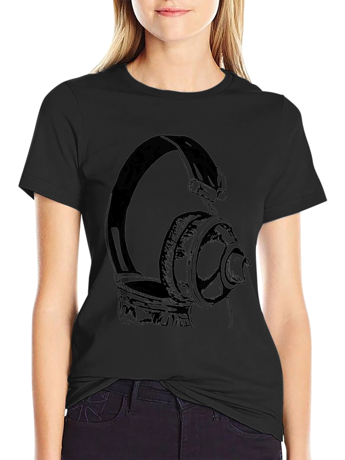 Headphones Graphic T-Shirt - Classic Black Tee