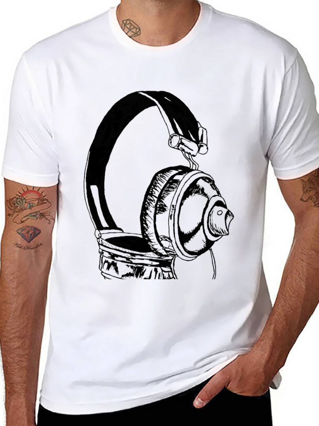 Headphones Graphic T-Shirt - Classic Black Tee