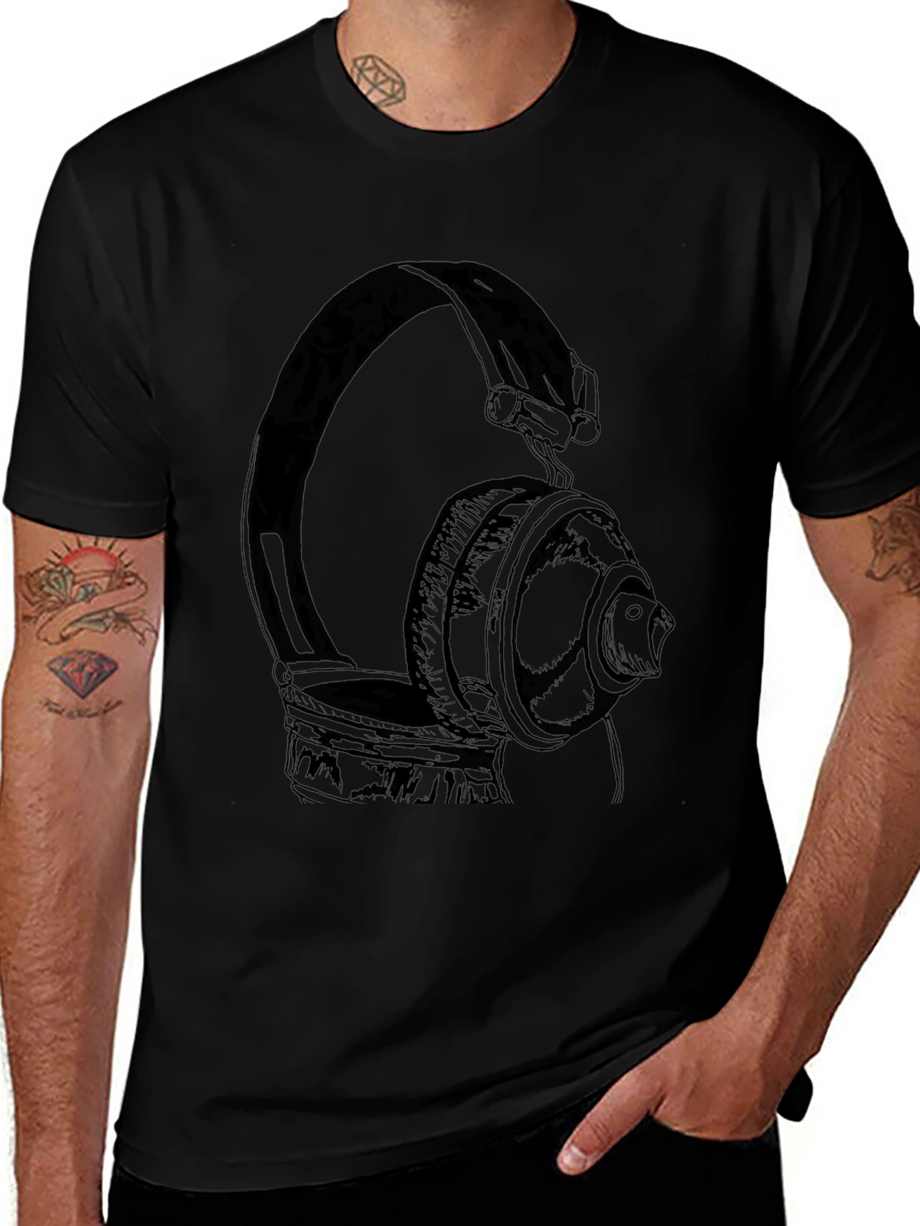 Headphones Graphic T-Shirt - Classic Black Tee