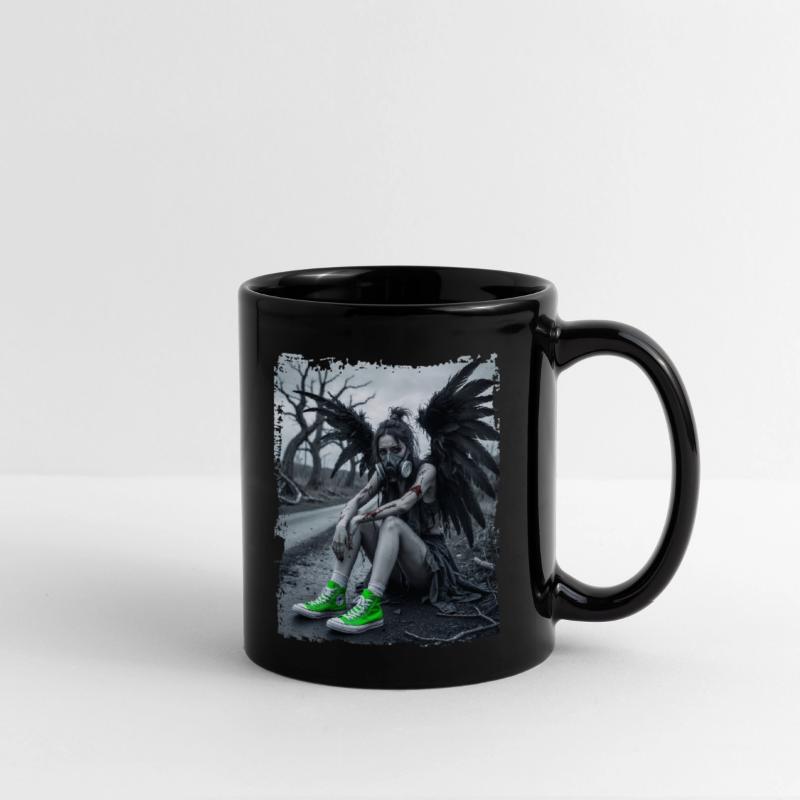 Fallen angel in gas mask
