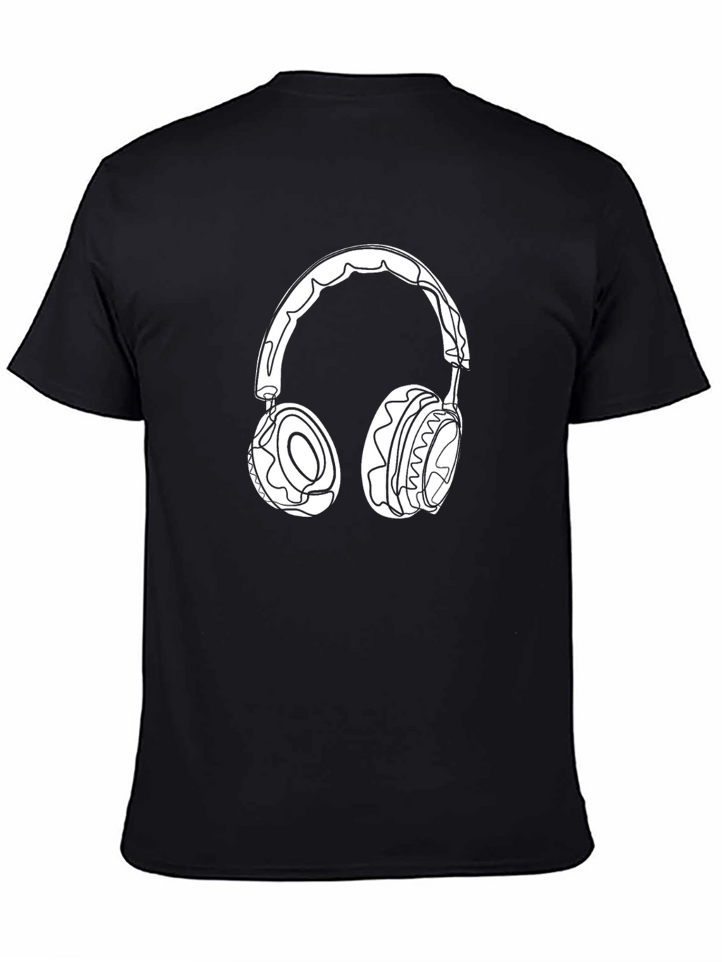 Headphone Graphic Tee - Black Cotton Casual Wear