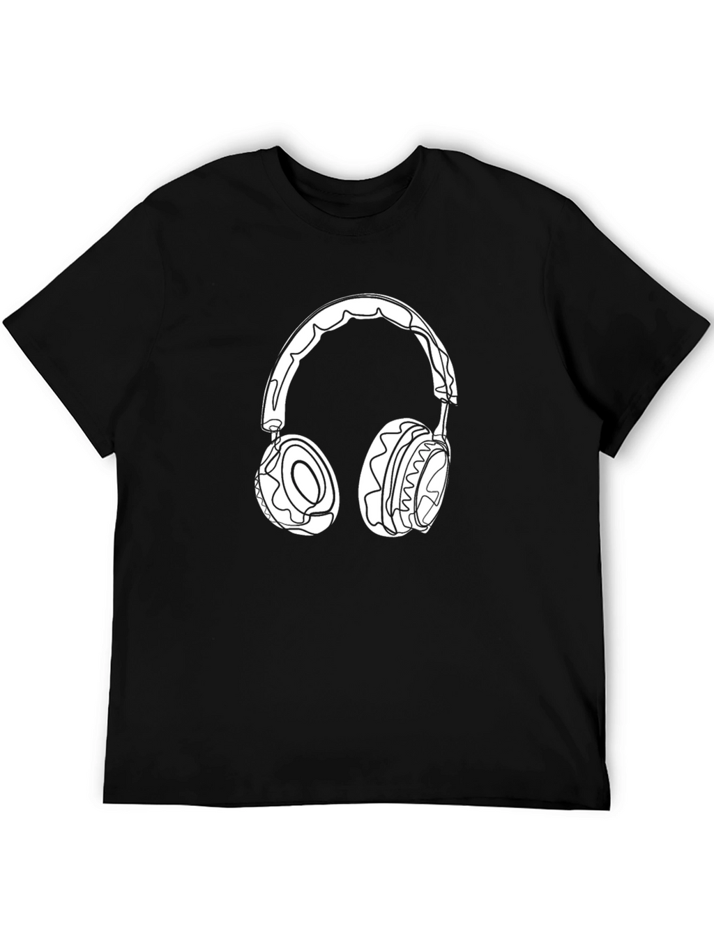 Headphone Graphic Tee - Black Cotton Casual Wear