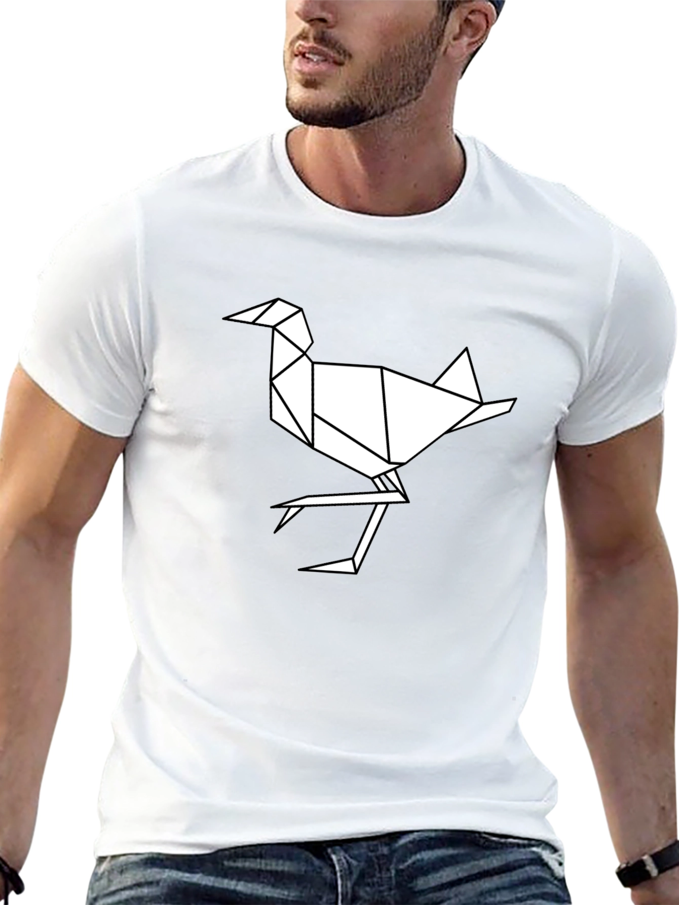 Origami Bird Graphic T-Shirt - Modern Geometric Design