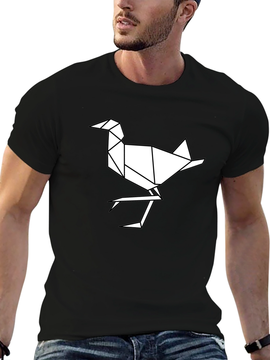 Origami Bird Graphic T-Shirt - Modern Geometric Design