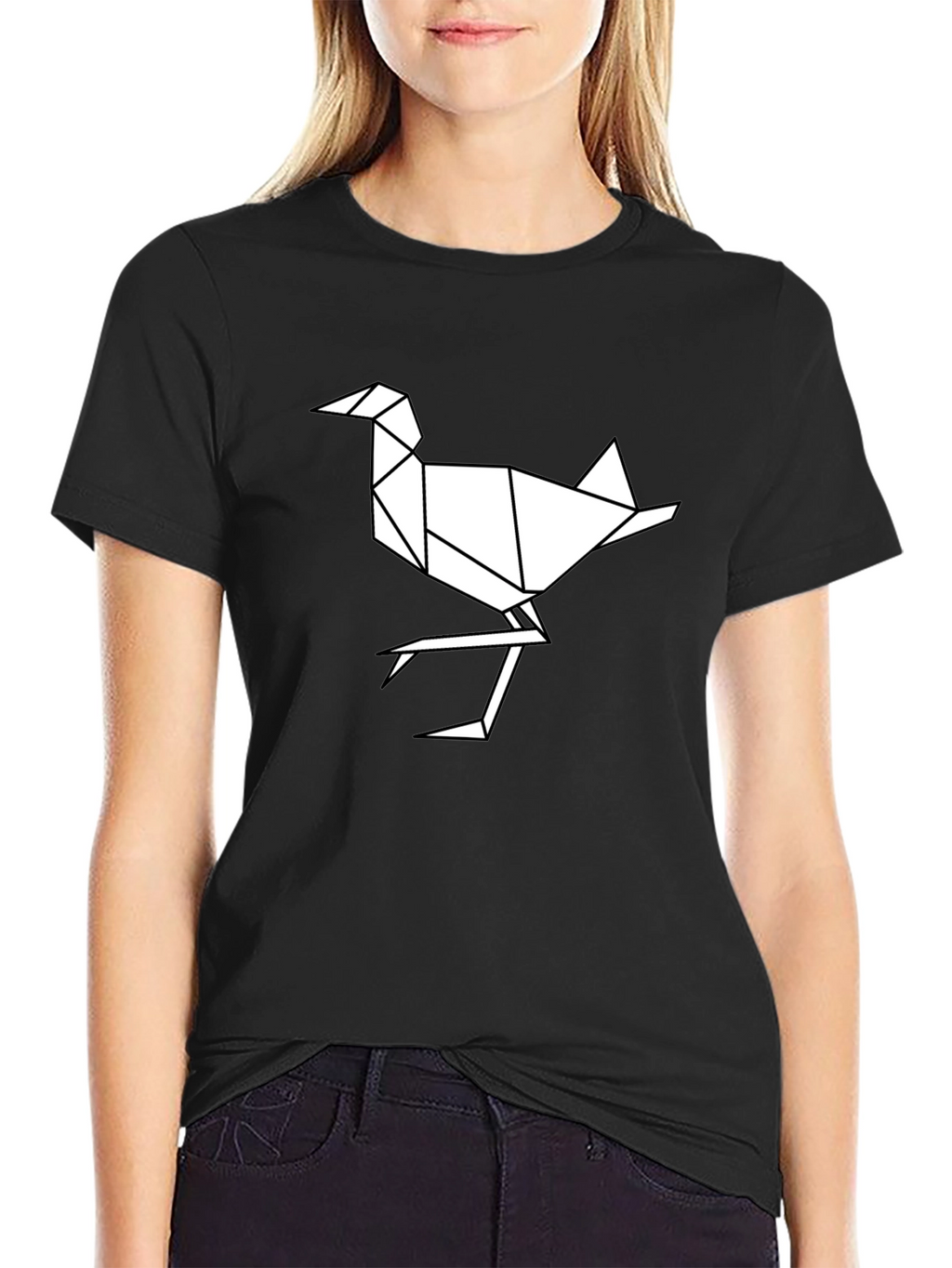 Origami Bird Graphic T-Shirt - Modern Geometric Design