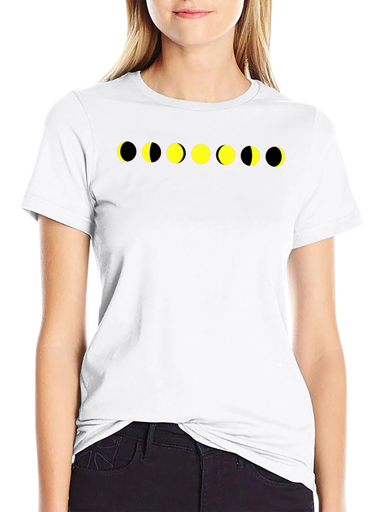 Lunar Phase Graphic Tee - Black Cotton T-Shirt