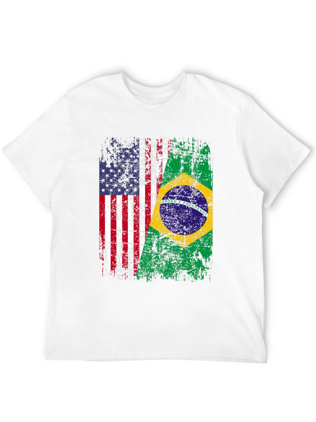 USA & Brazil Flag T-Shirt - Patriotic Design