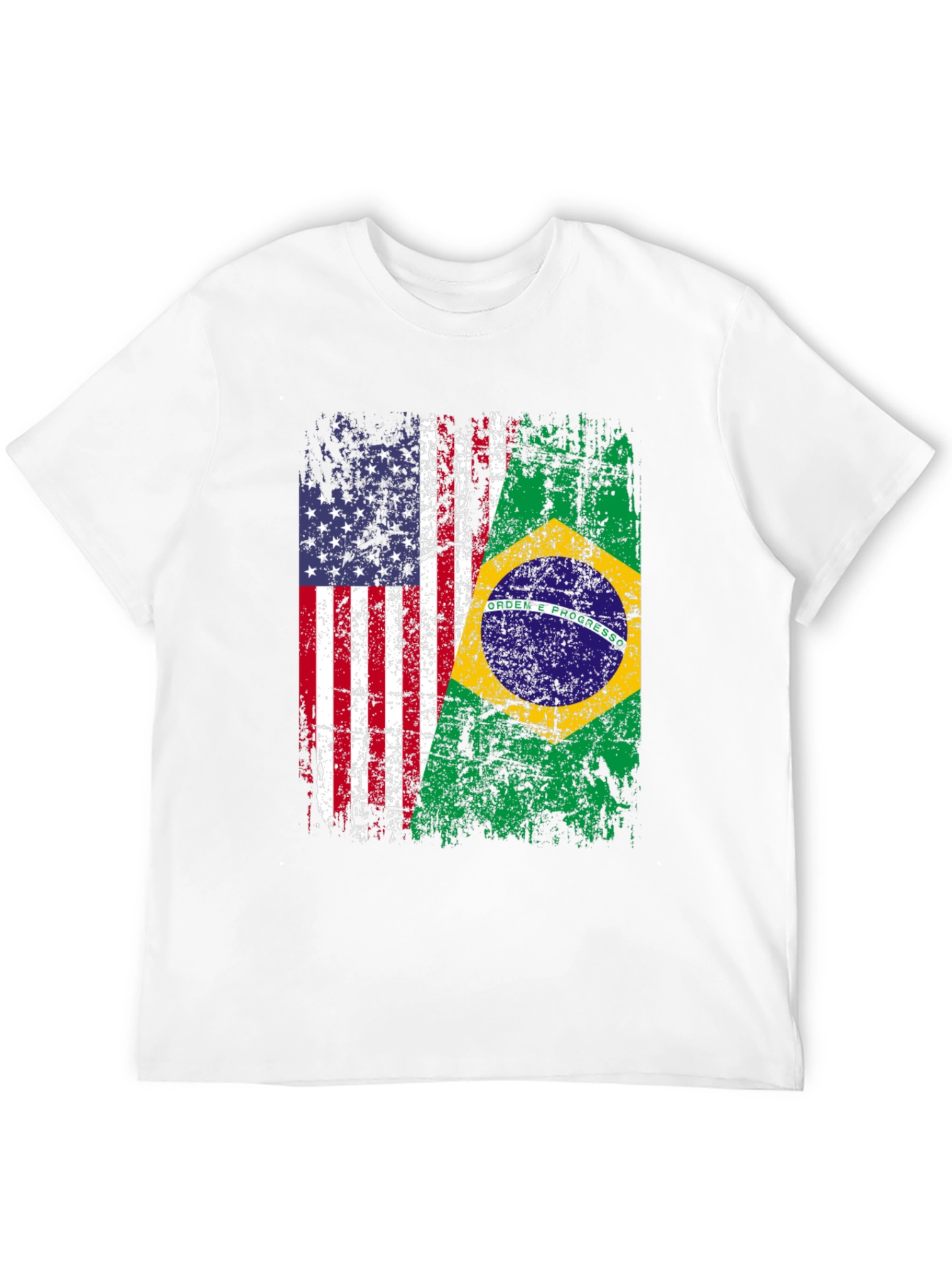 USA & Brazil Flag T-Shirt - Patriotic Design