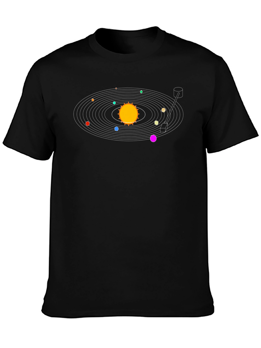 Solar System Turntable Black T-Shirt