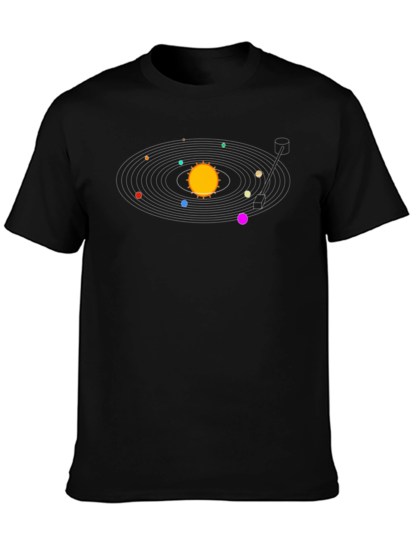 Solar System Turntable Black T-Shirt