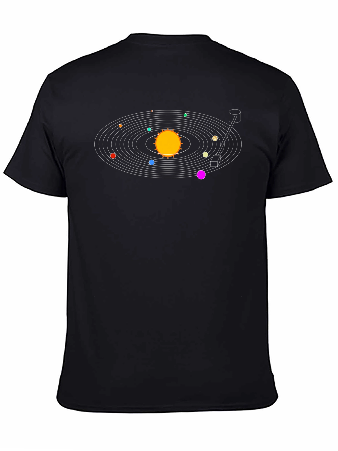 Solar System Turntable Black T-Shirt