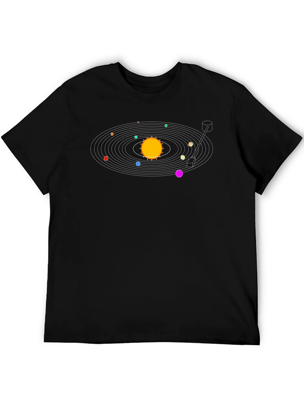 Solar System Turntable Black T-Shirt