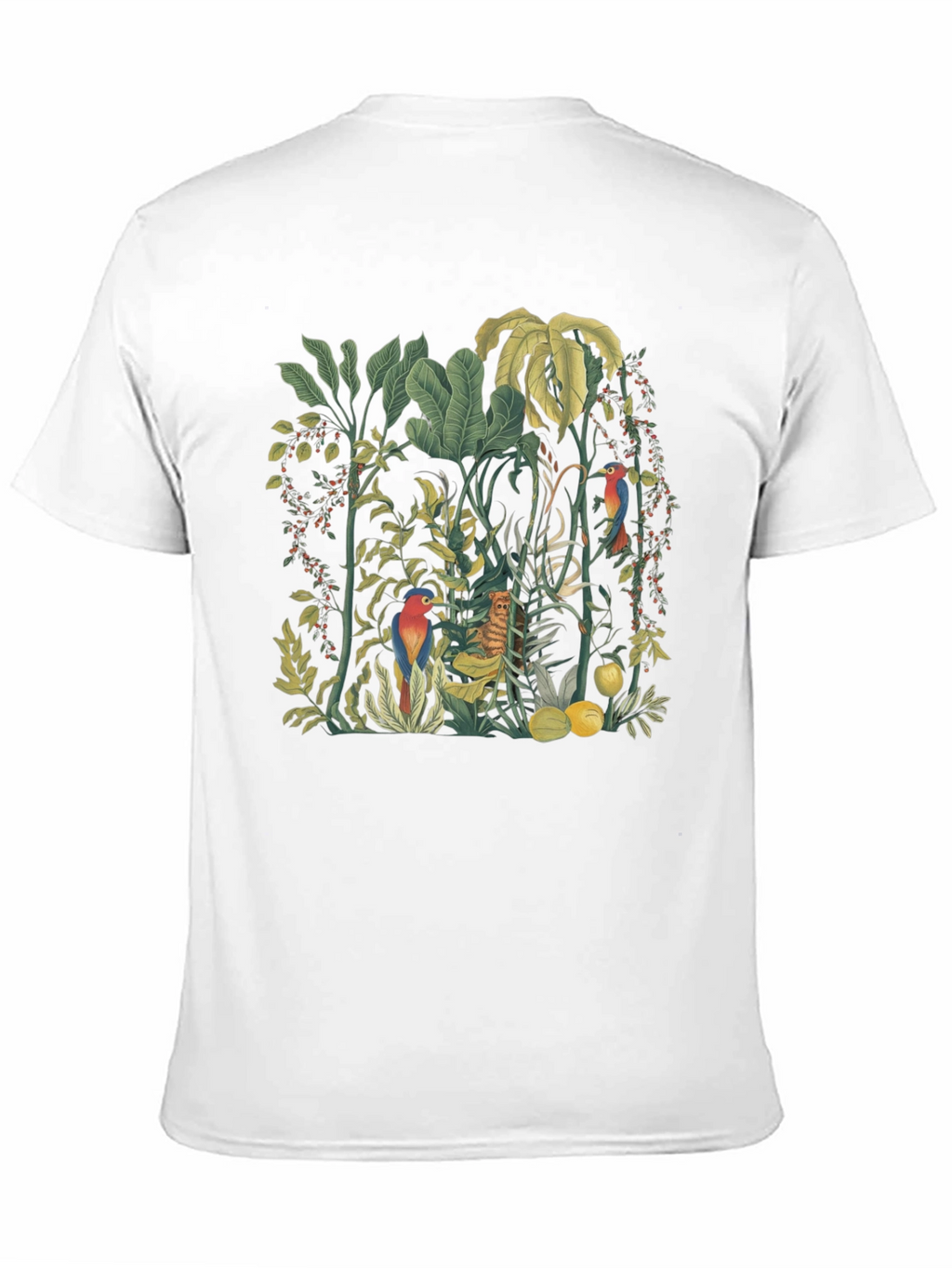 Tropical Jungle Print Black T-Shirt