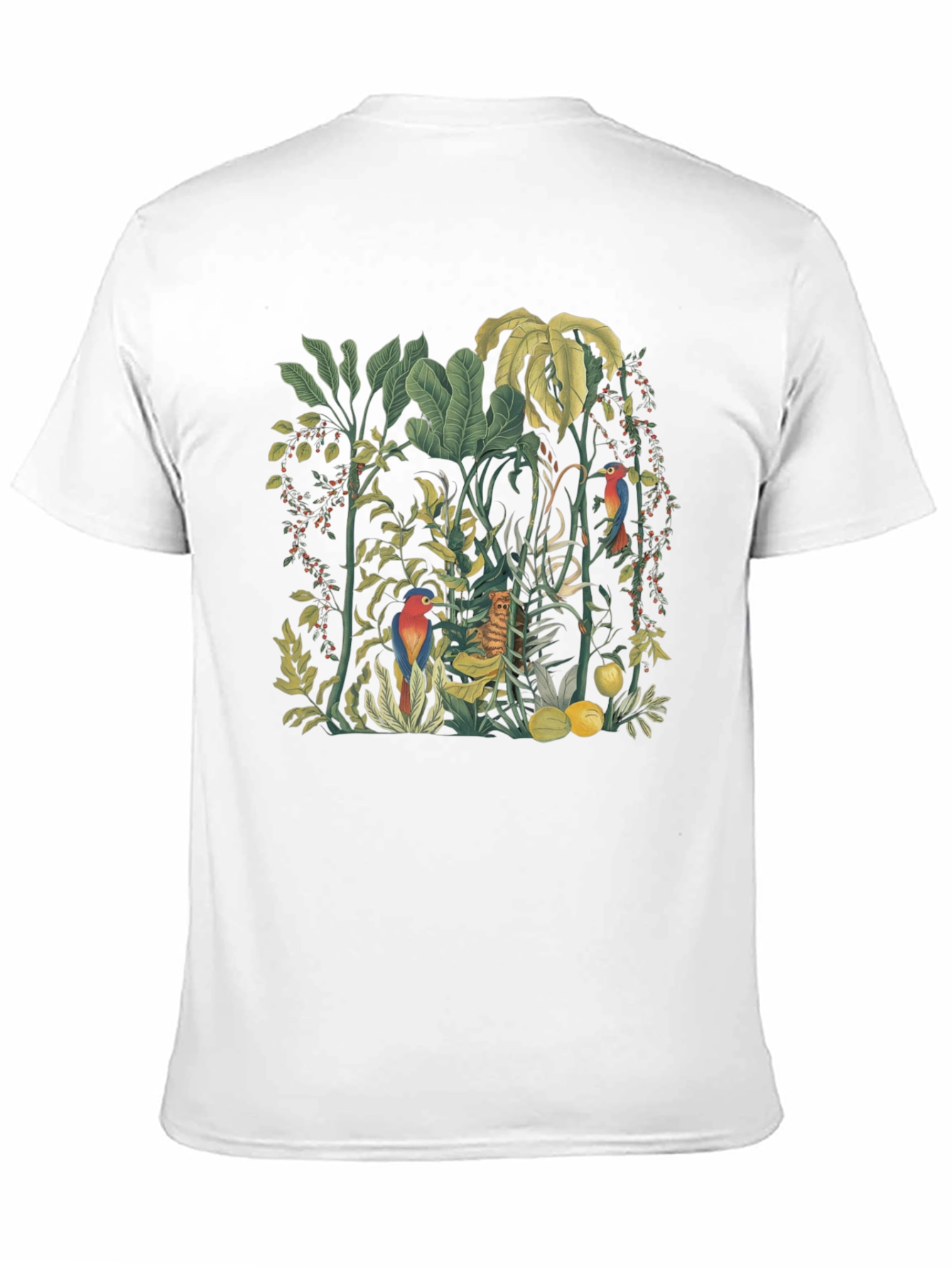 Tropical Jungle Print Black T-Shirt