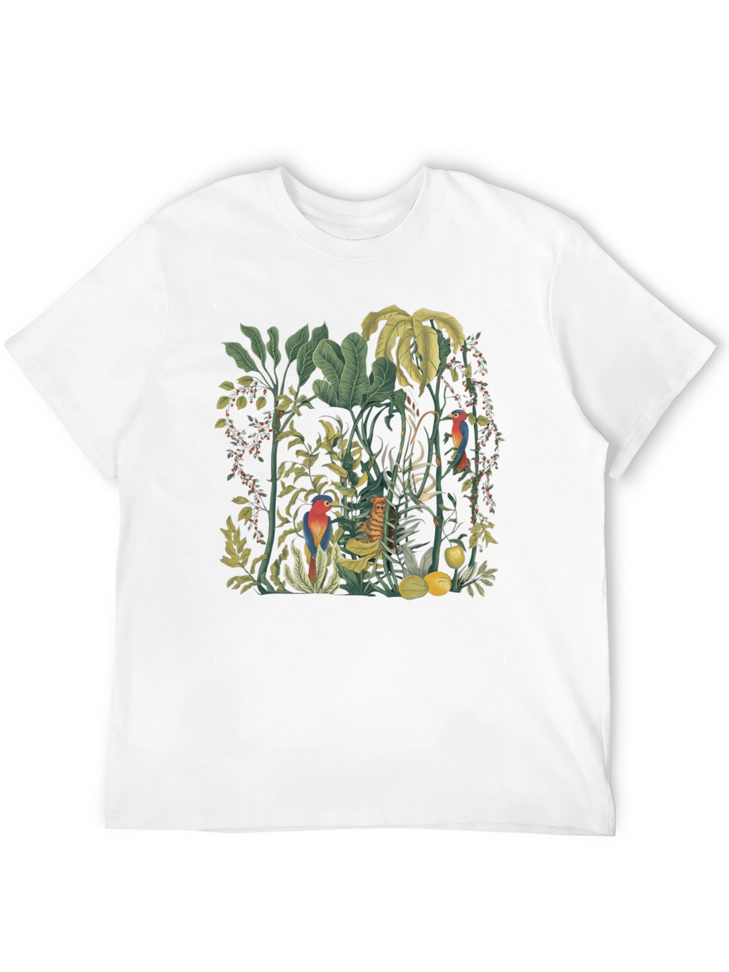 Tropical Jungle Print Black T-Shirt
