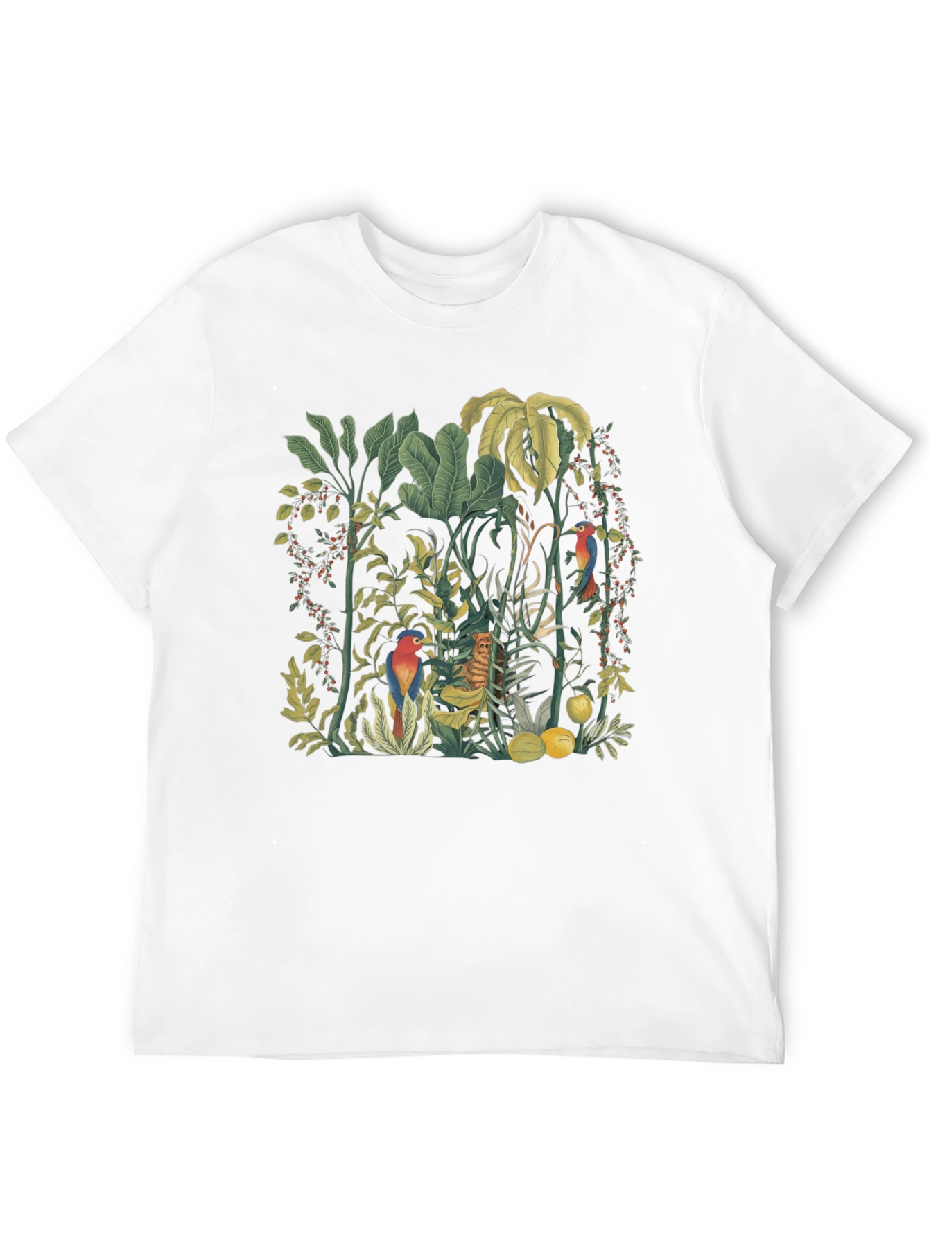 Tropical Jungle Print Black T-Shirt