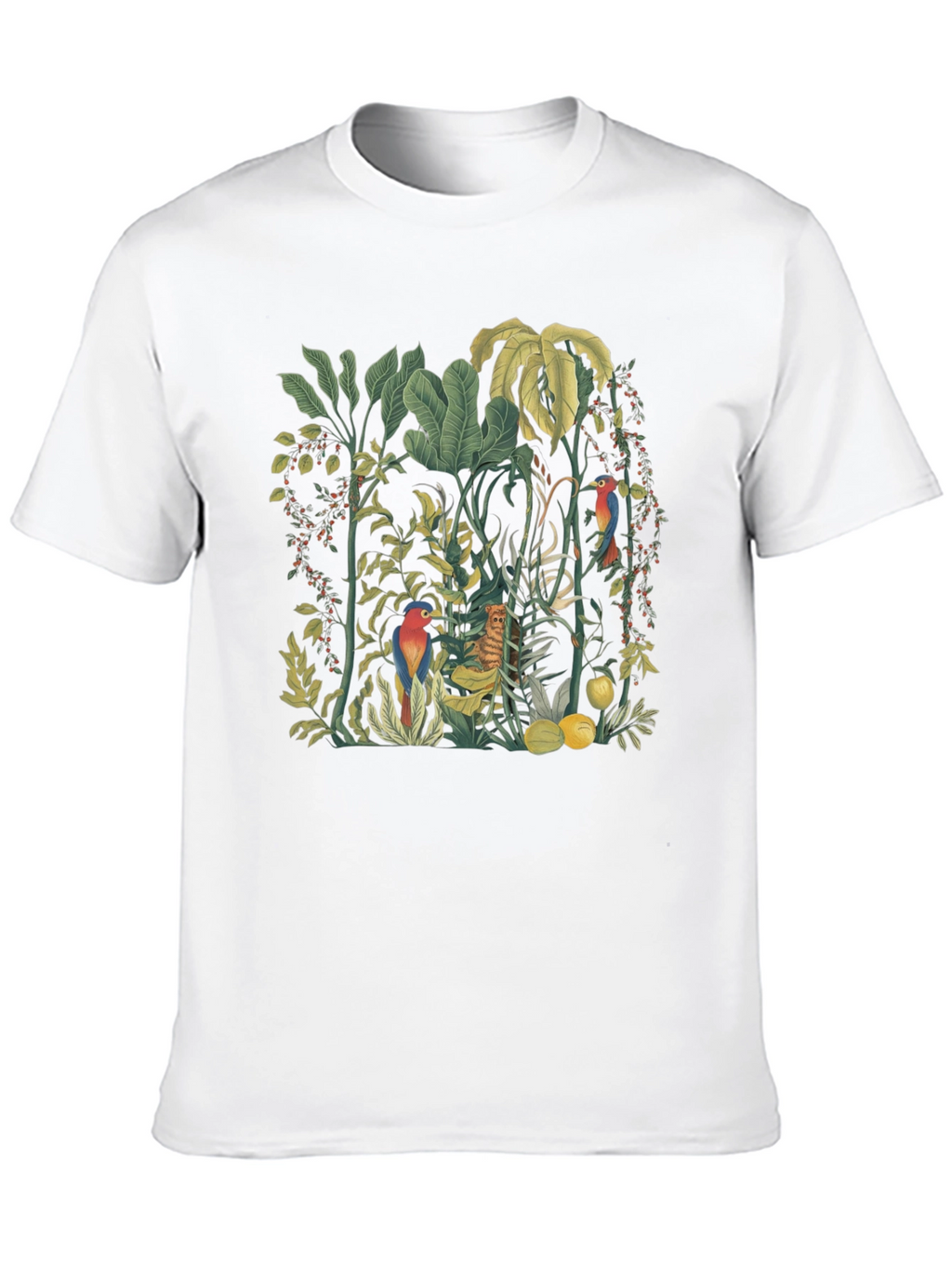 Tropical Jungle Print Black T-Shirt