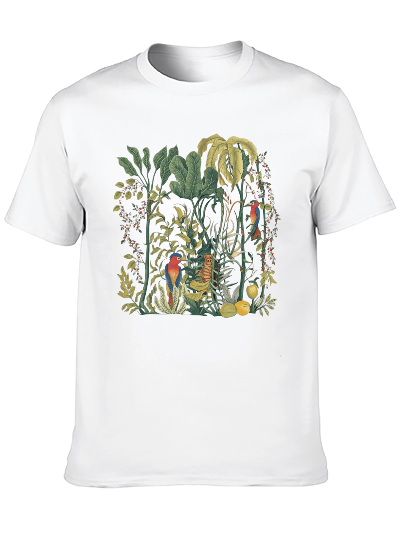 Tropical Jungle Print Black T-Shirt