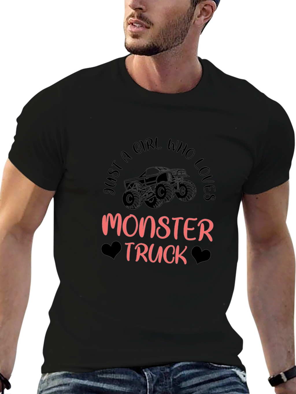 Monster Truck Girls Black Graphic Tee