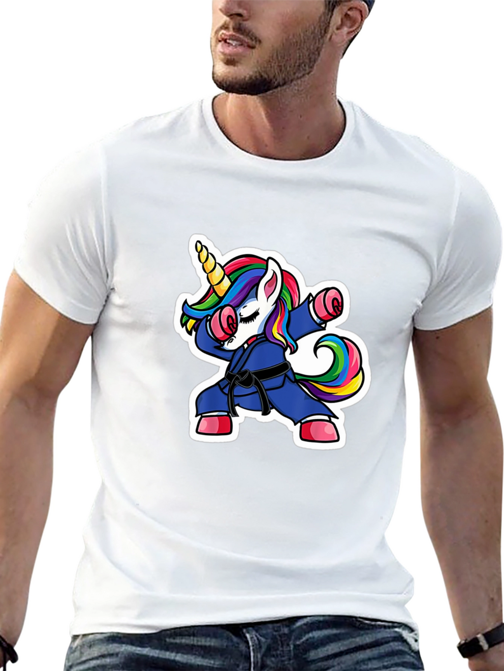 Karate Unicorn Mens Black T-Shirt