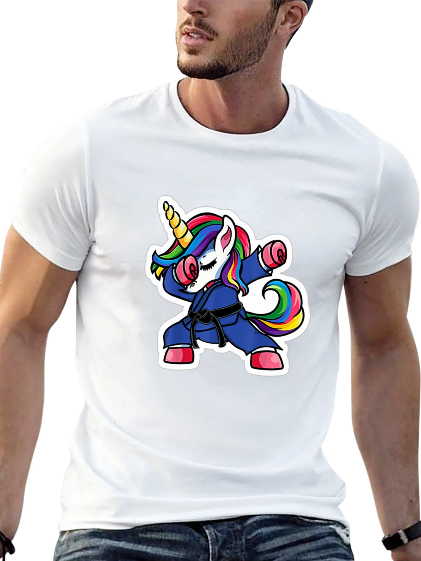 Karate Unicorn Mens Black T-Shirt