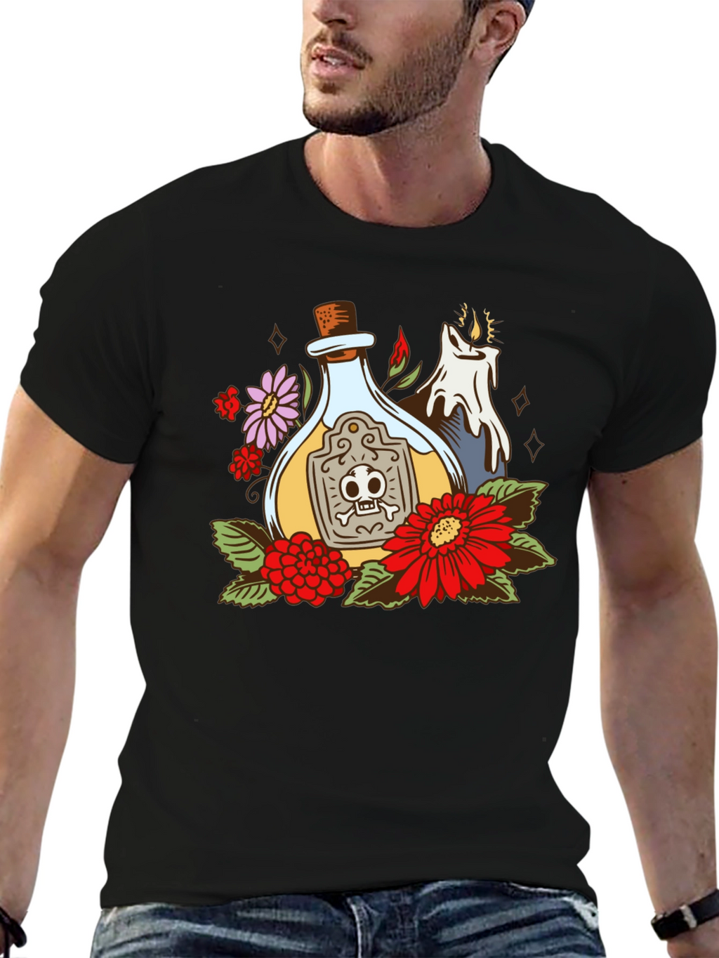 Poison Bottle Floral Graphic T-Shirt