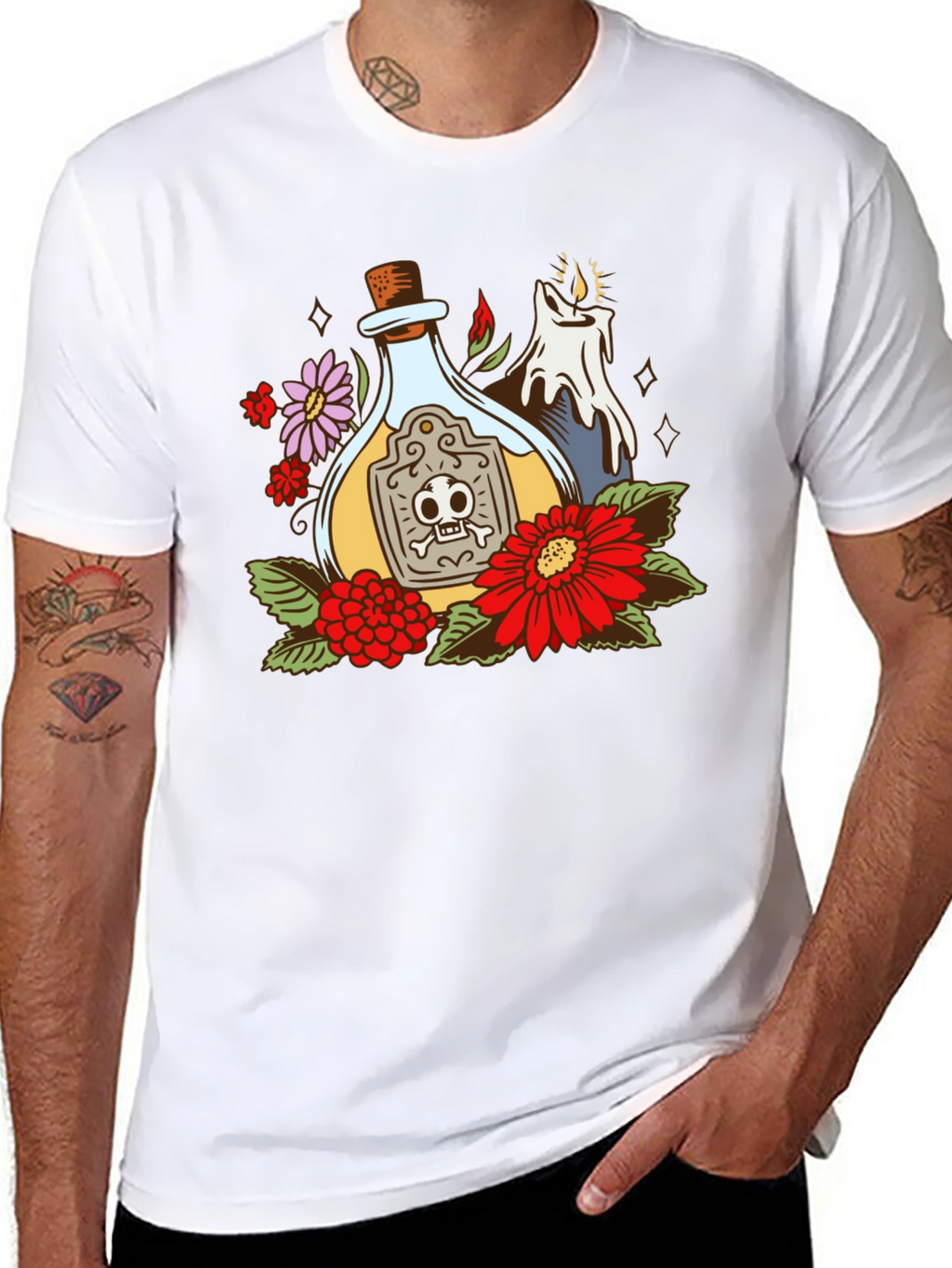 Poison Bottle Floral Graphic T-Shirt