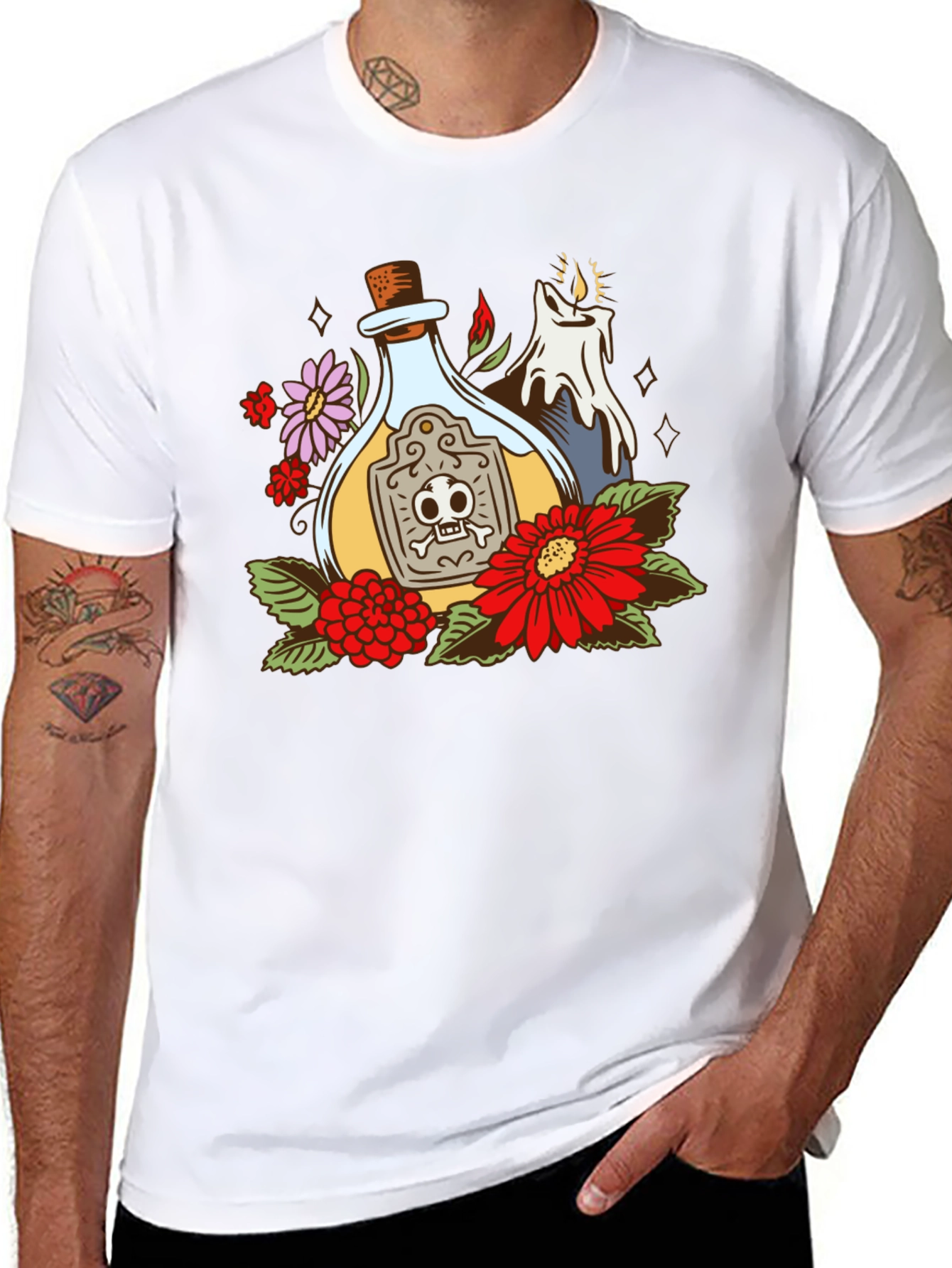 Poison Bottle Floral Graphic T-Shirt