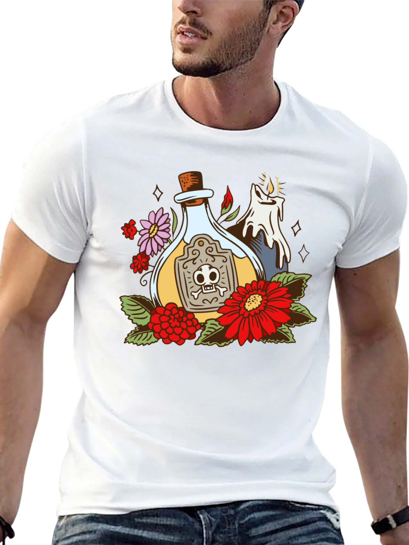 Poison Bottle Floral Graphic T-Shirt