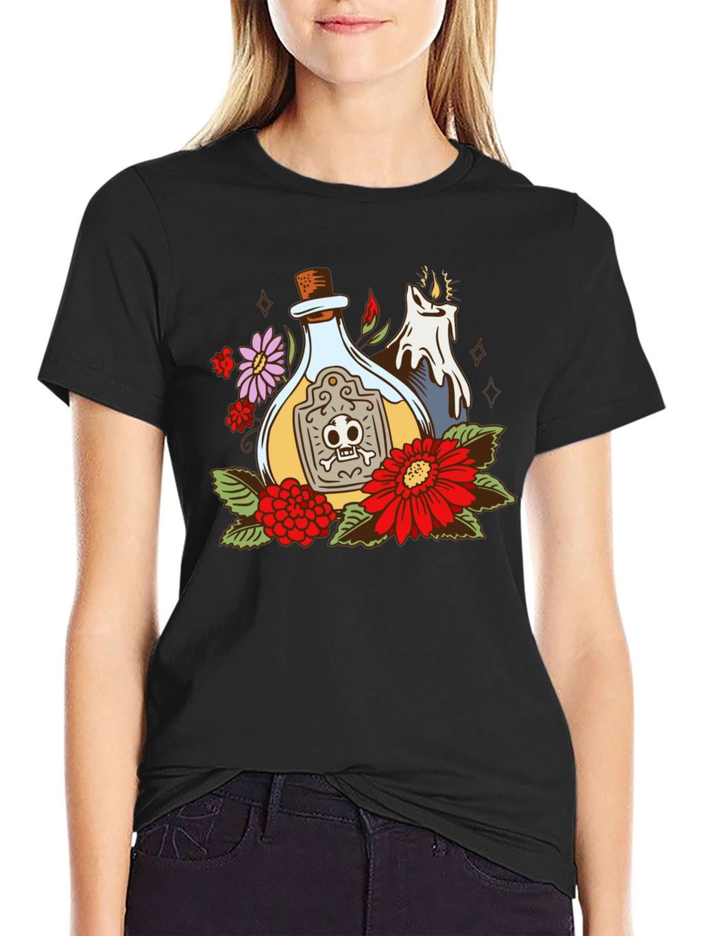 Poison Bottle Floral Graphic T-Shirt