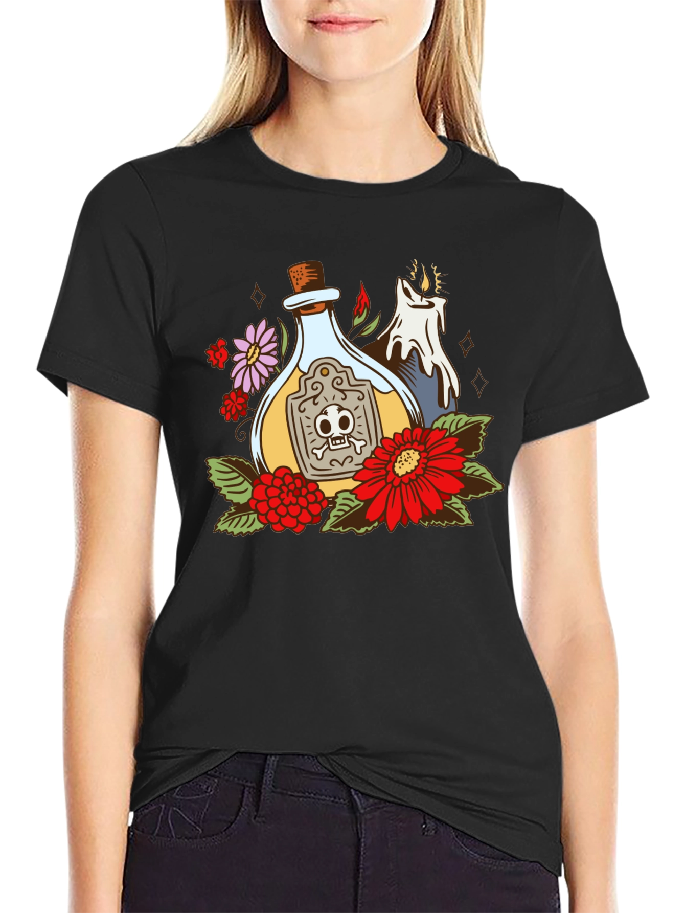 Poison Bottle Floral Graphic T-Shirt