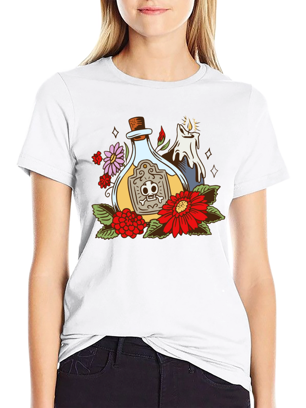 Poison Bottle Floral Graphic T-Shirt