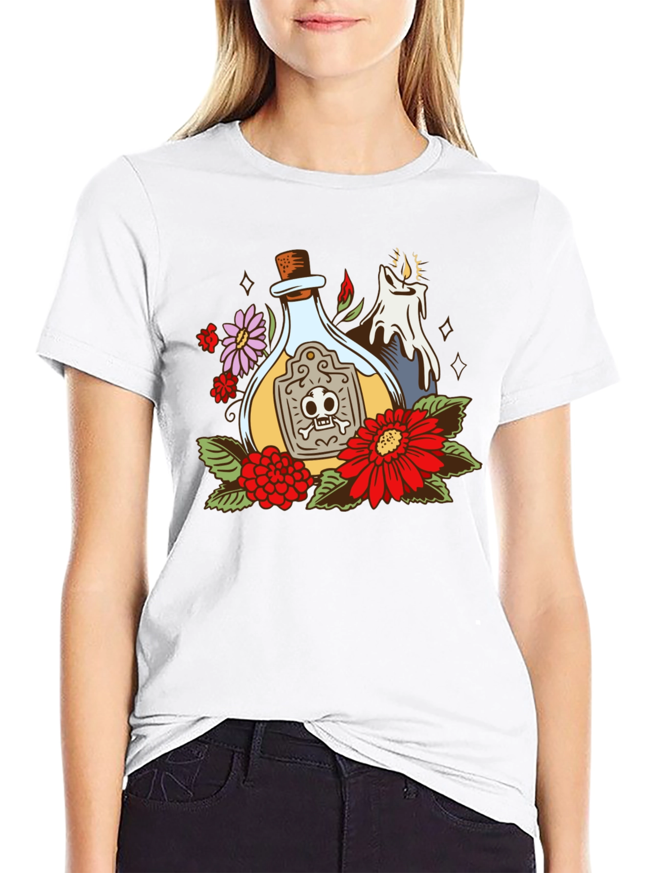 Poison Bottle Floral Graphic T-Shirt