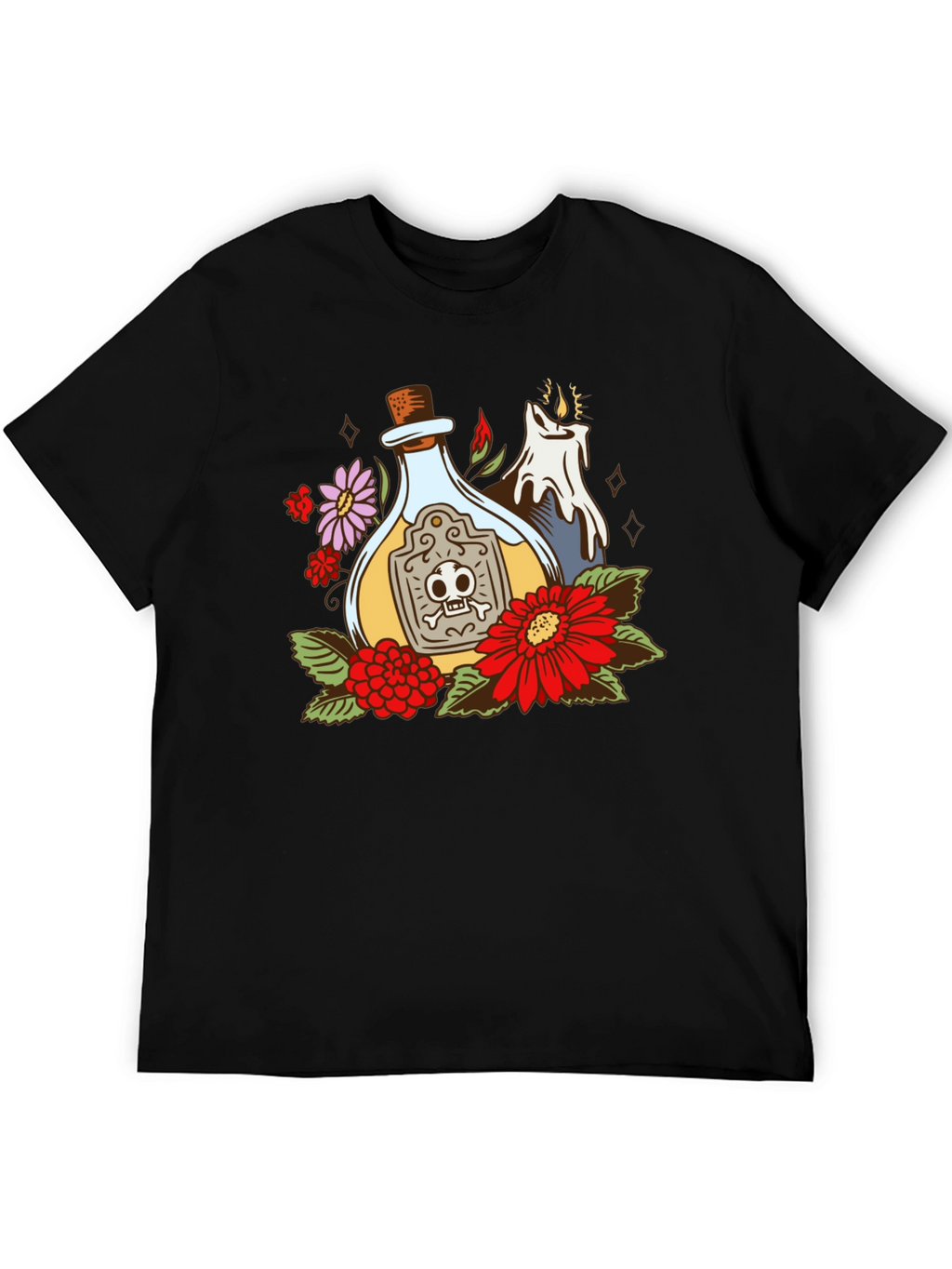 Poison Bottle Floral Graphic T-Shirt