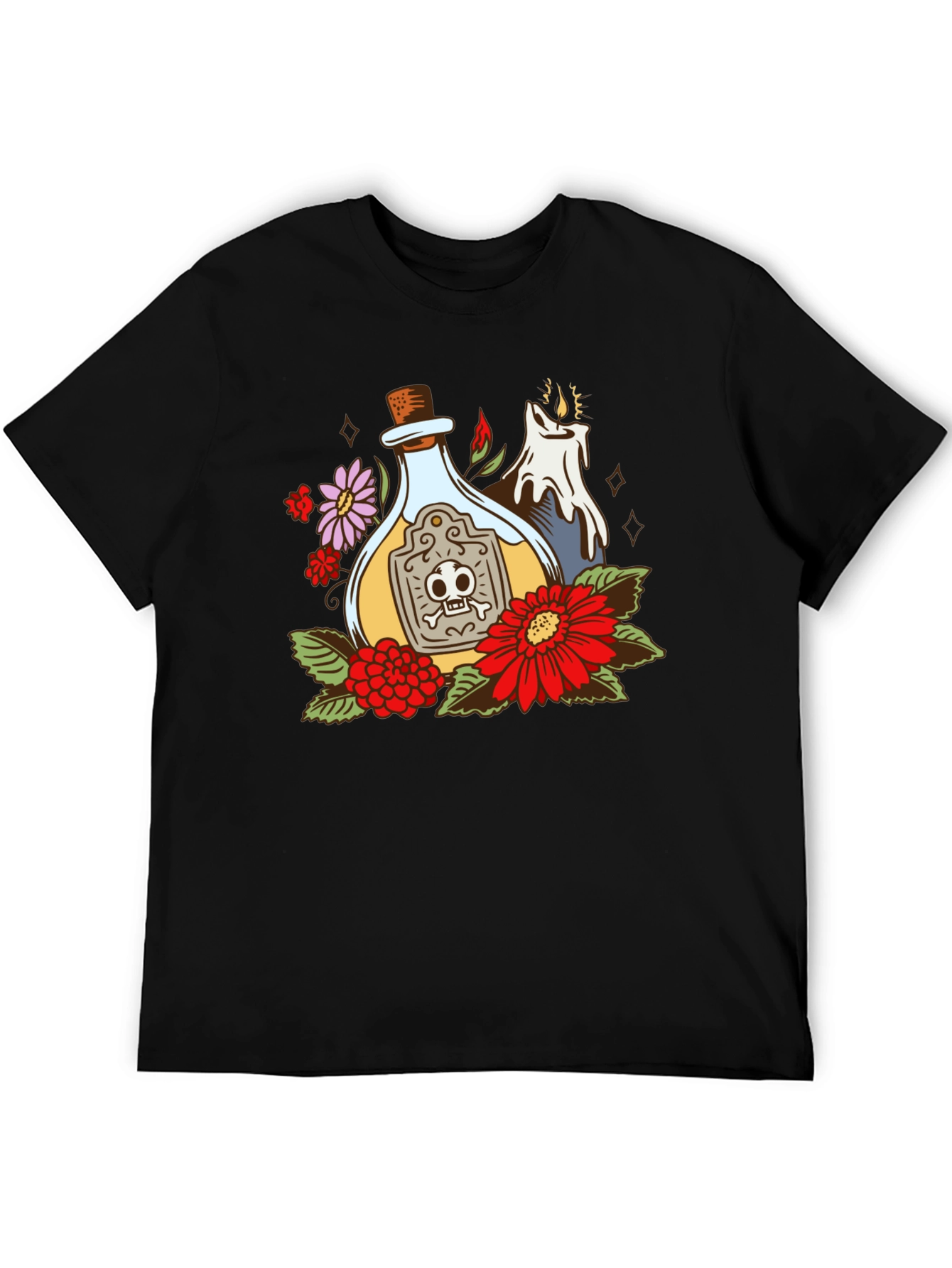 Poison Bottle Floral Graphic T-Shirt