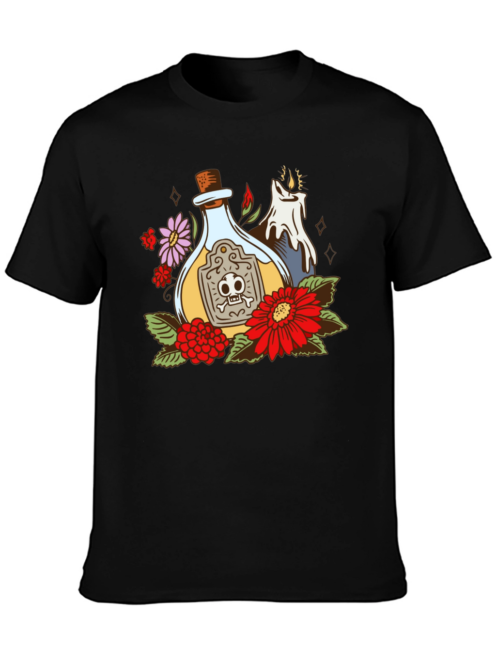 Poison Bottle Floral Graphic T-Shirt