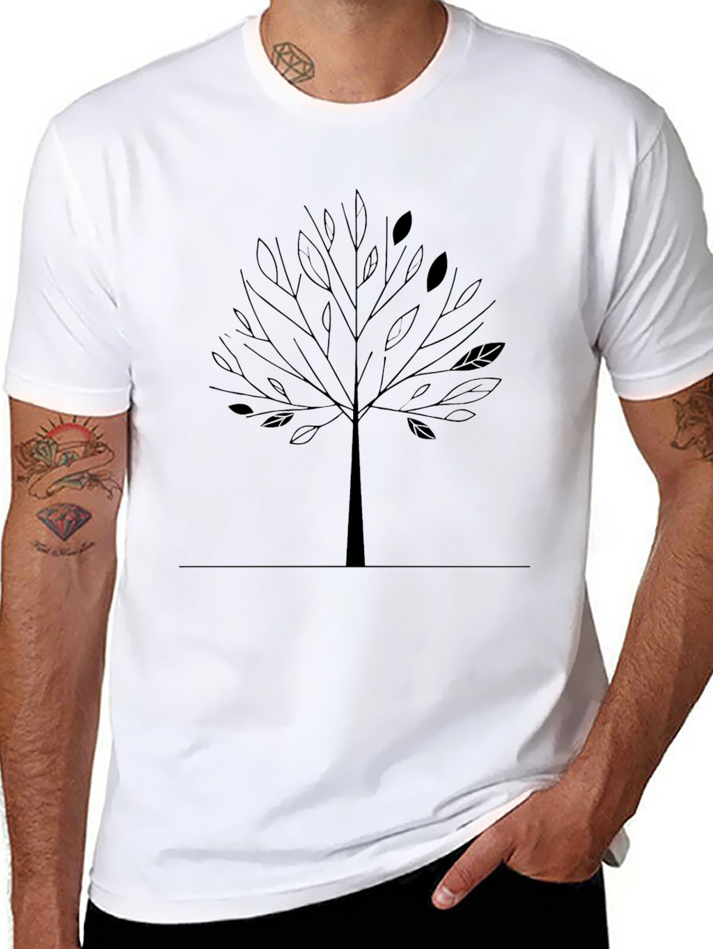 Minimalist Tree Graphic Black T-Shirt