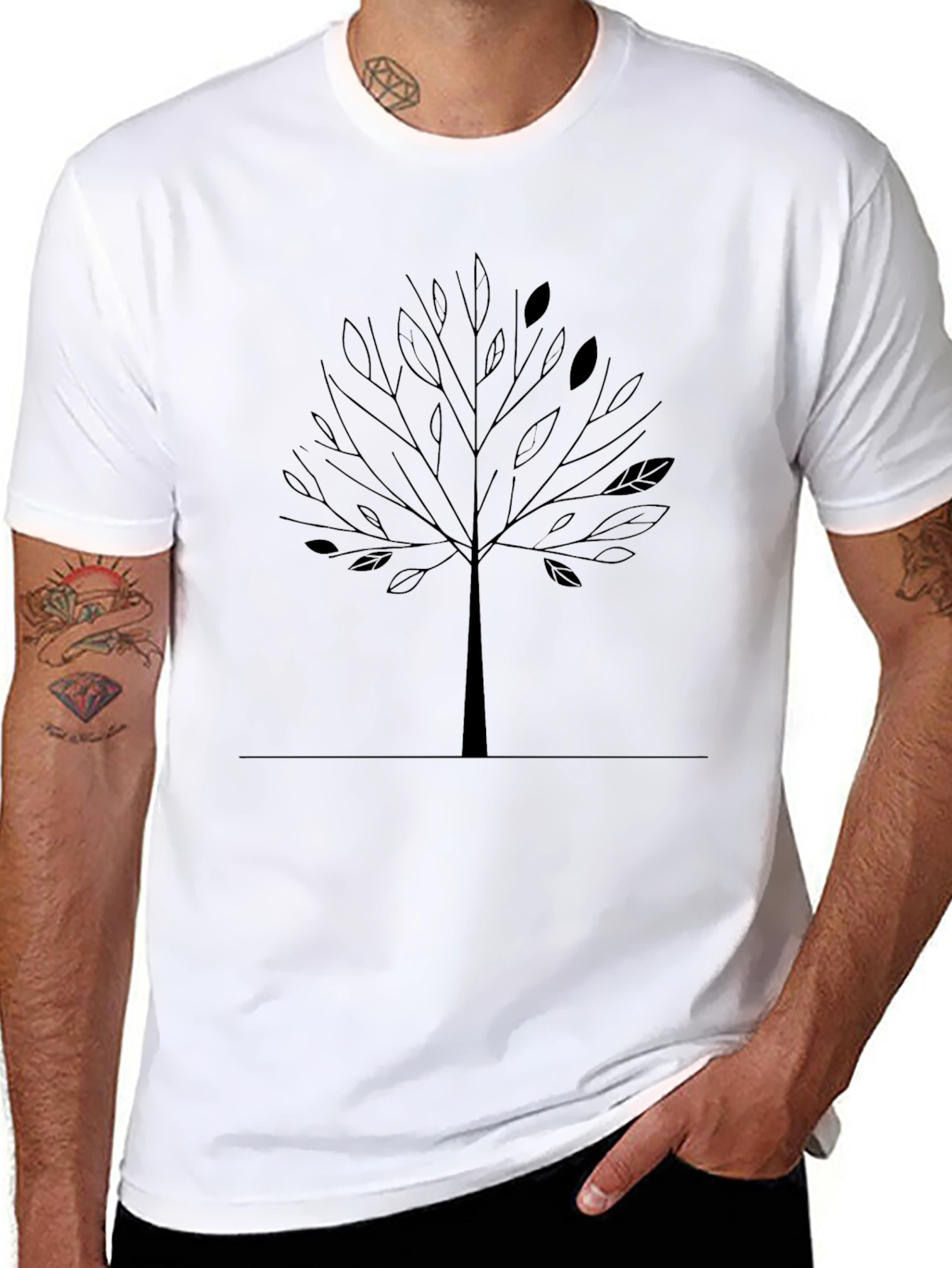 Minimalist Tree Graphic Black T-Shirt