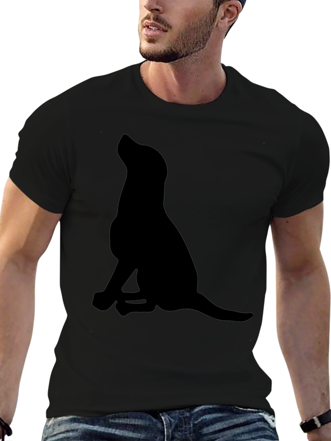 Dog Silhouette Black T-Shirt - Mens Graphic Tee