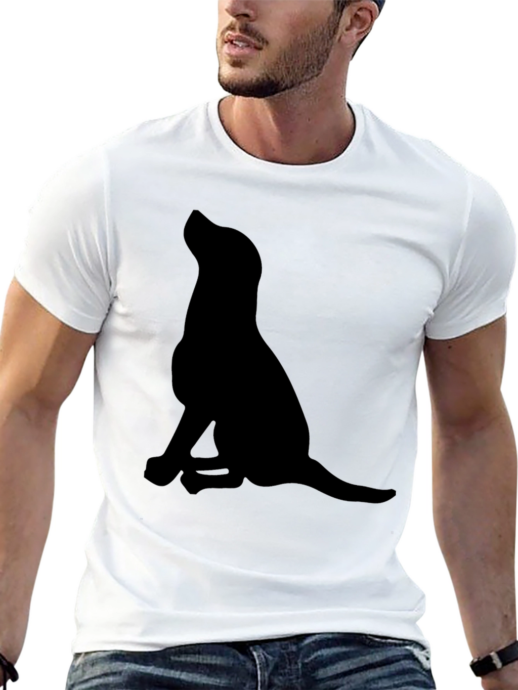 Dog Silhouette Black T-Shirt - Mens Graphic Tee