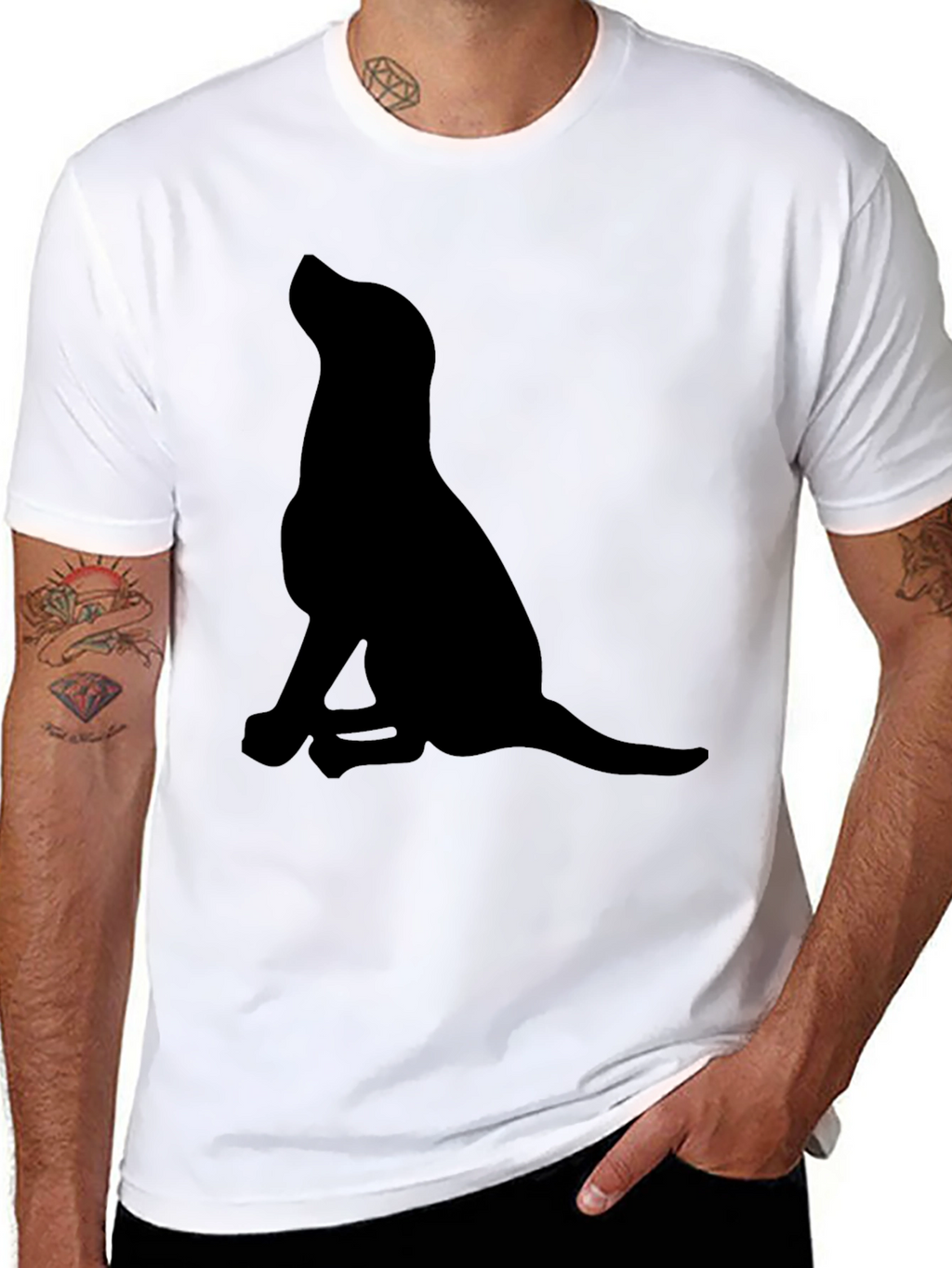 Dog Silhouette Black T-Shirt - Mens Graphic Tee