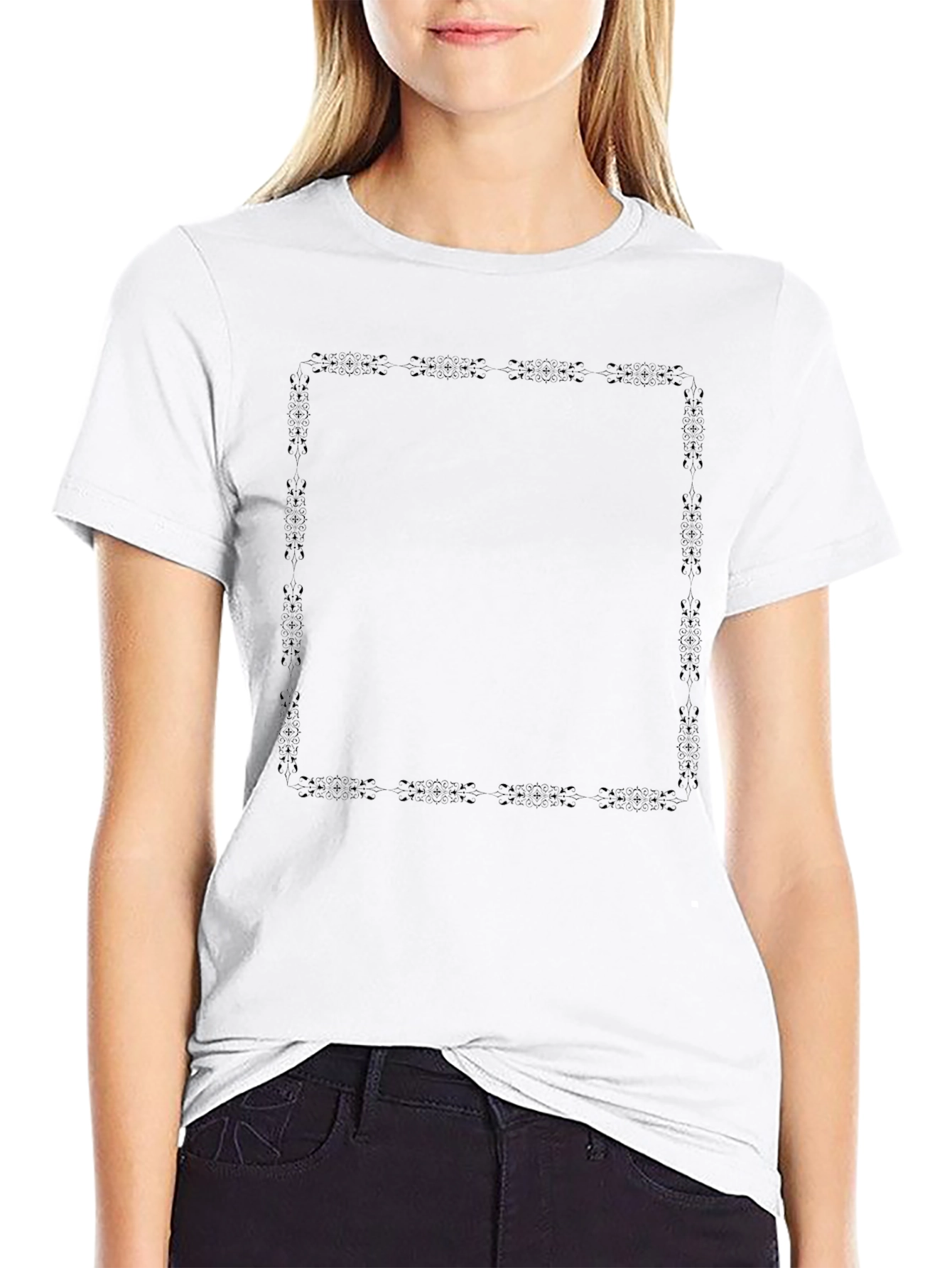 Black Graphic T-Shirt - Abstract Square Design