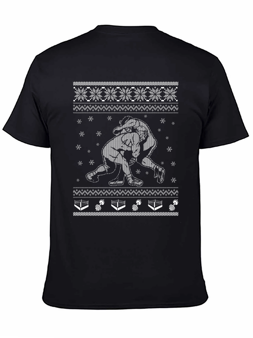Wrestling Ugly Christmas Sweater Style T-Shirt