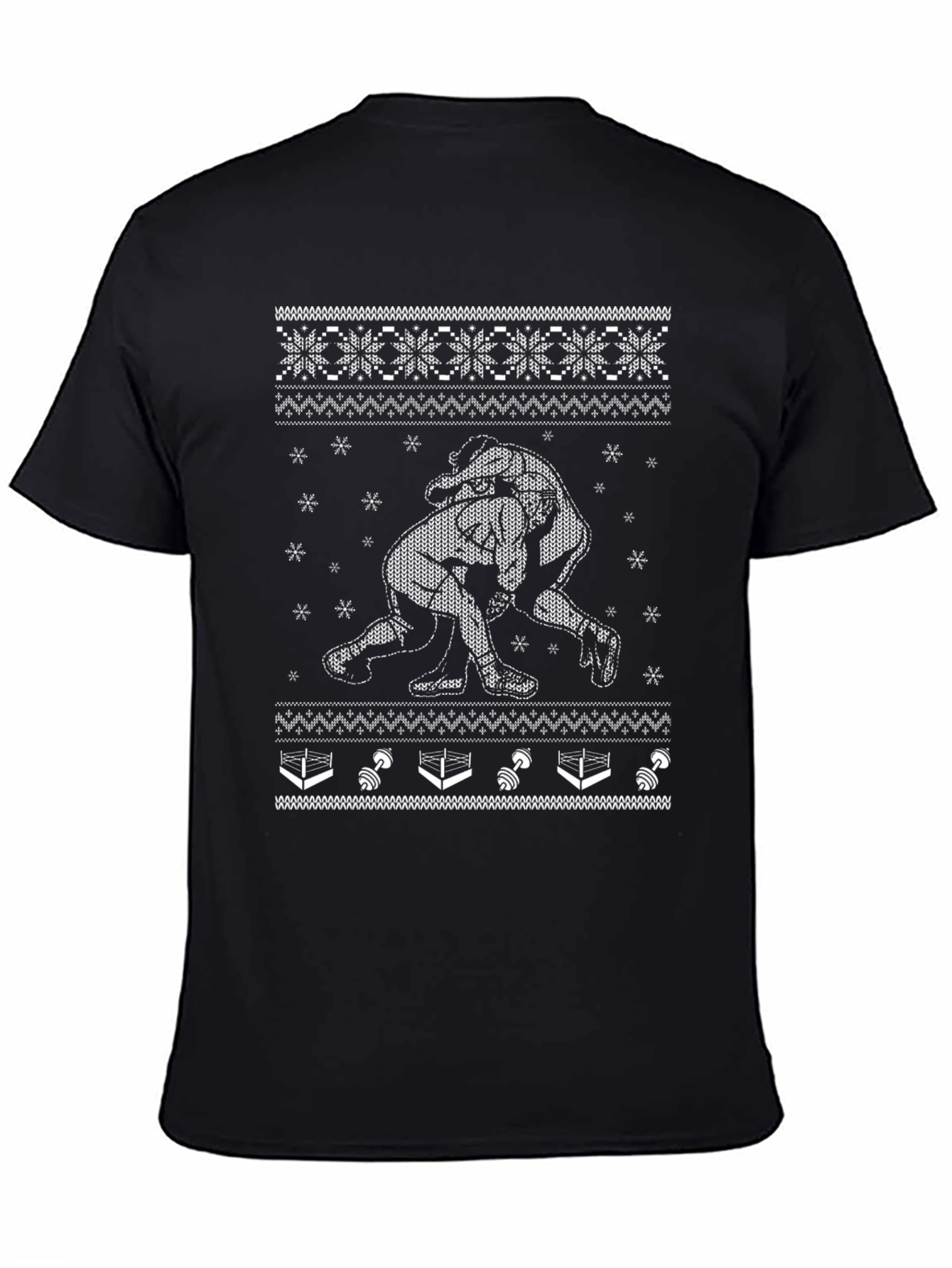 Wrestling Ugly Christmas Sweater Style T-Shirt