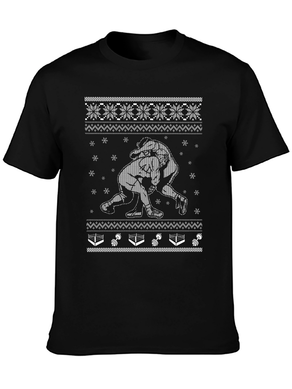 Wrestling Ugly Christmas Sweater Style T-Shirt