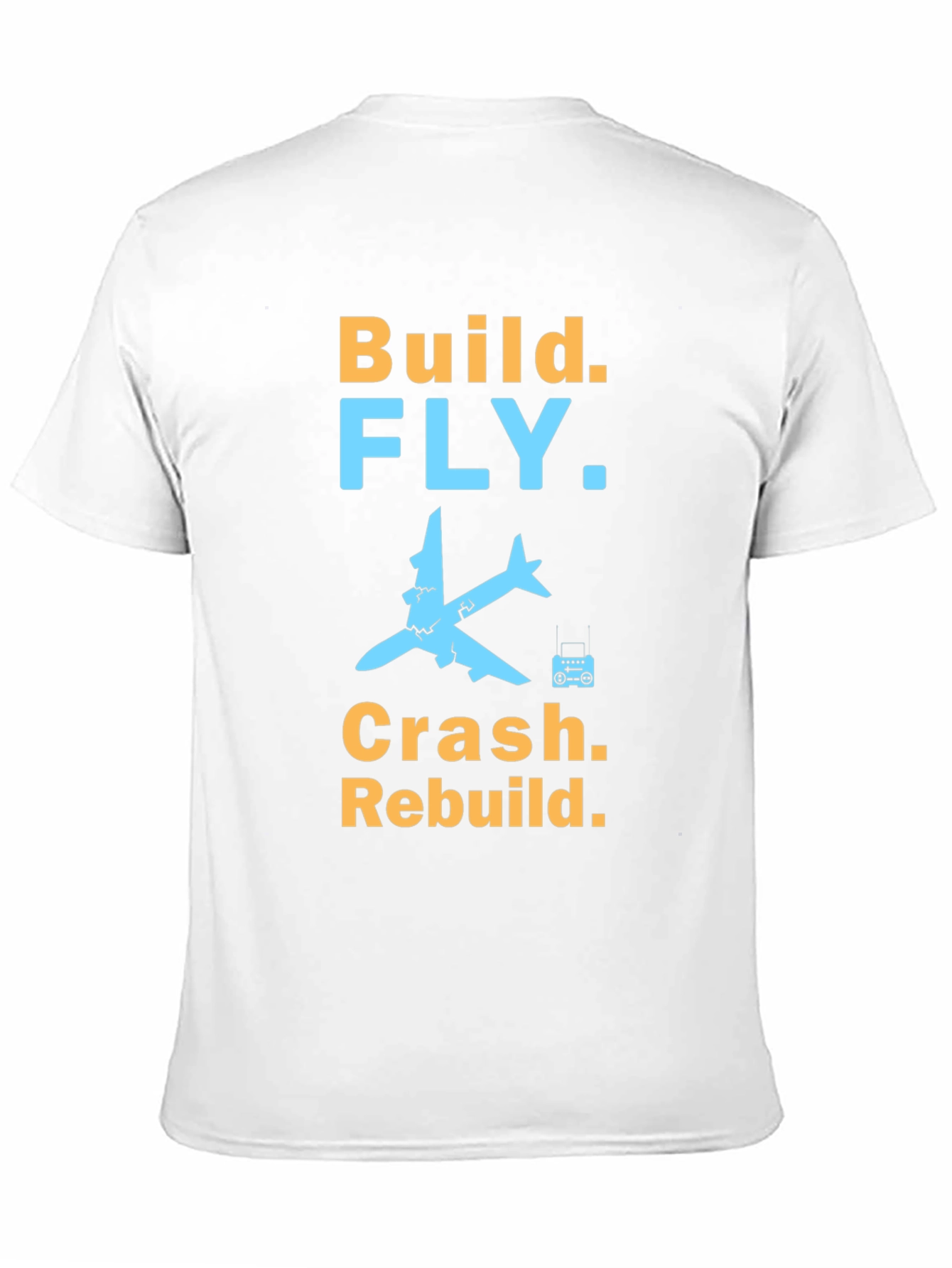 Build Fly Crash Rebuild Black Graphic T-Shirt