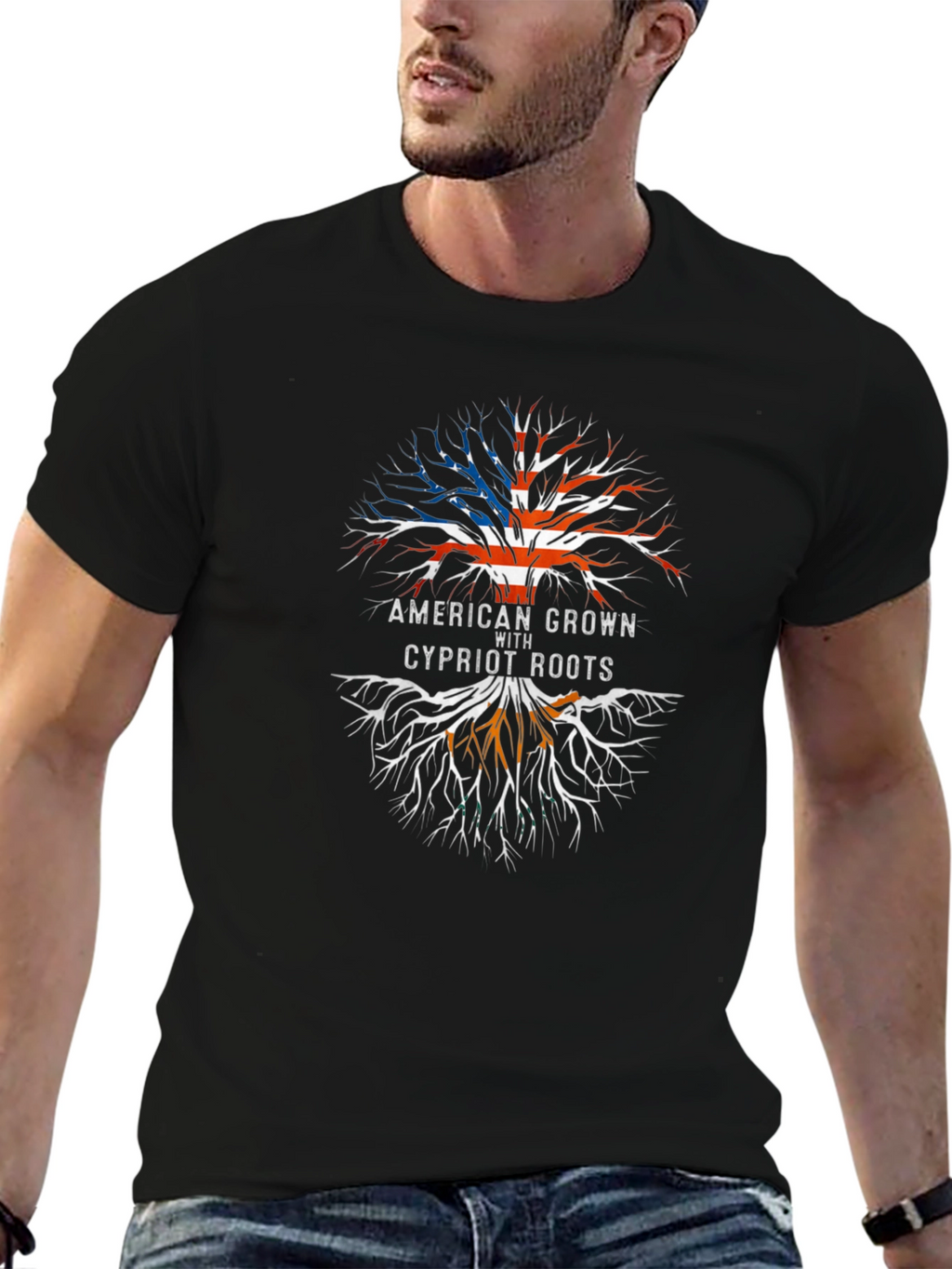 American Grown Cypriot Roots Graphic T-Shirt