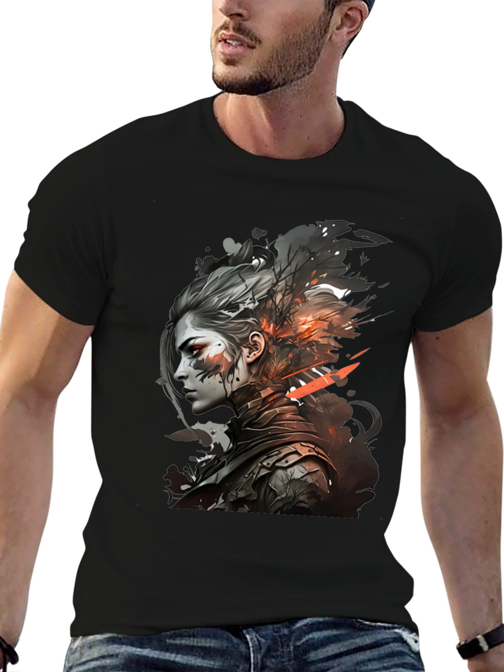 Warrior Woman Graphic Tee - Stylish Black T-Shirt