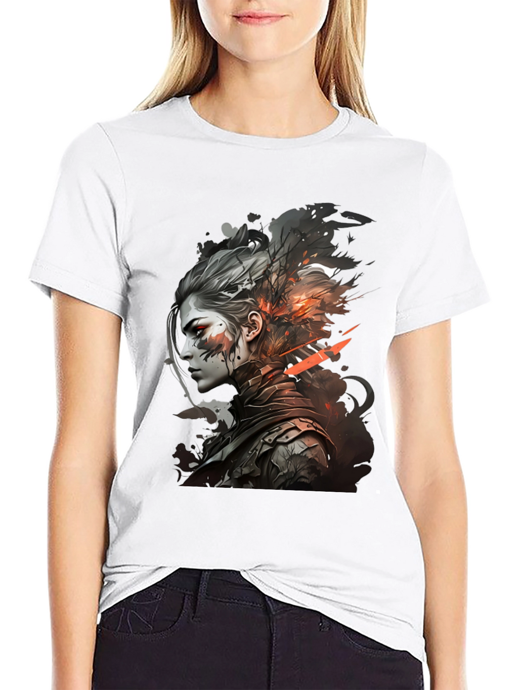 Warrior Woman Graphic Tee - Stylish Black T-Shirt