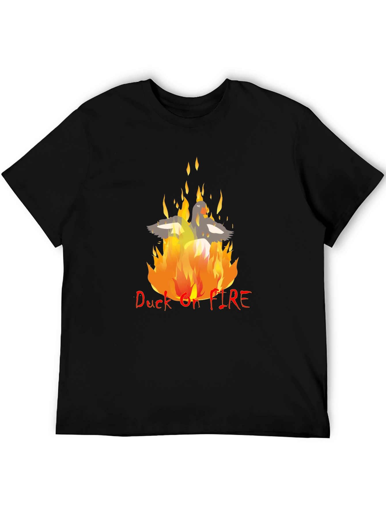 Duck On Fire T-Shirt - Black Cotton Blend Graphic Tee